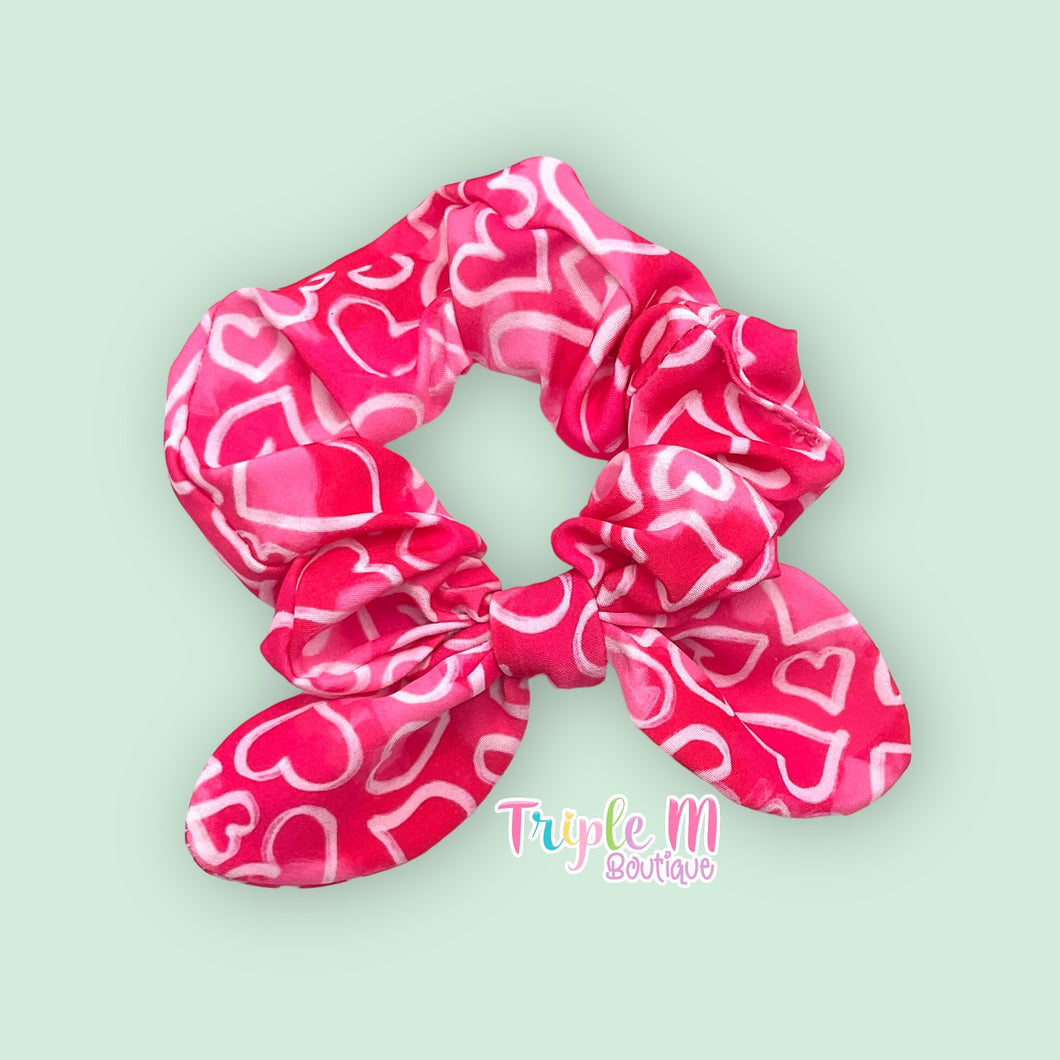 Pink Hearts Scrunchie