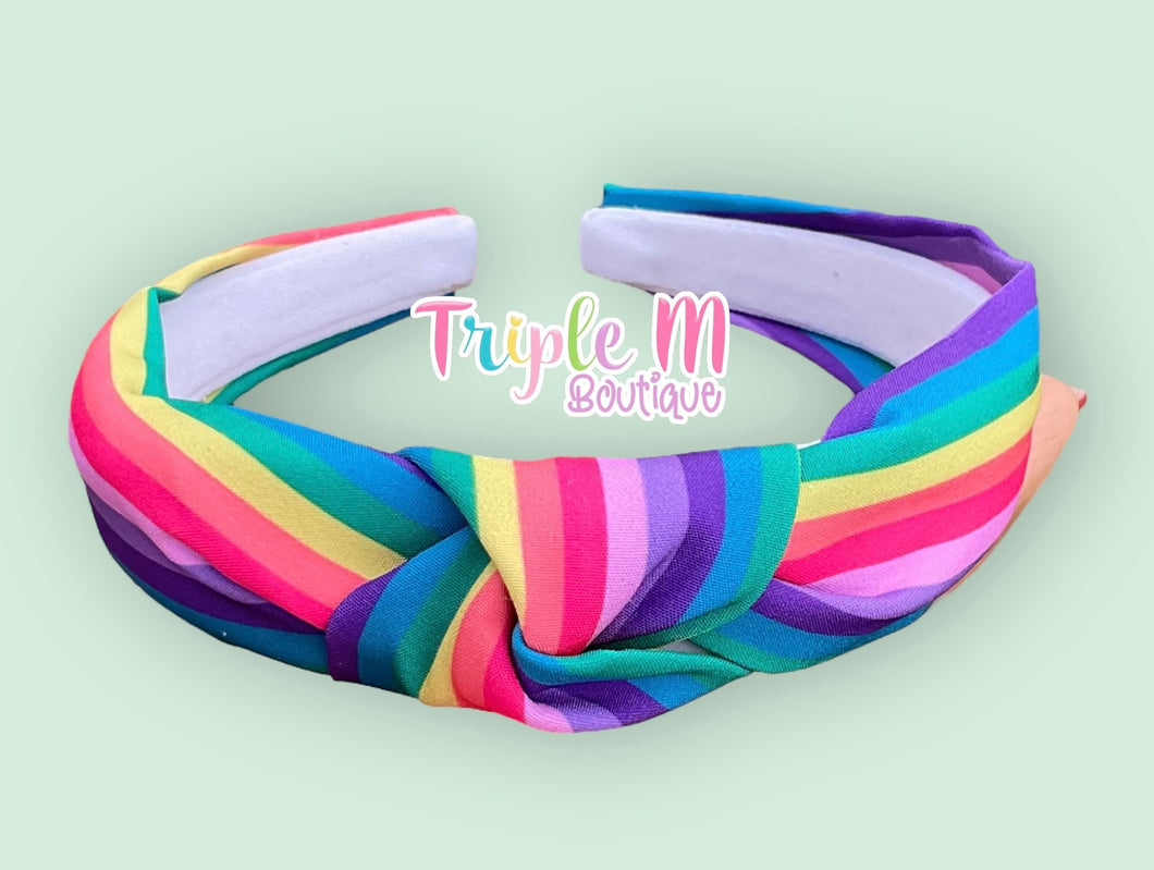 Rainbow Stripe Knotted Headband