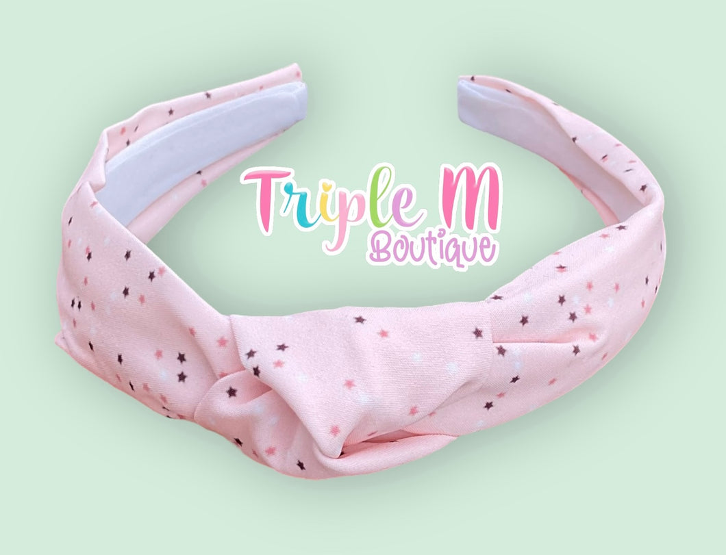 Pink Polka Dotted Knotted Headband