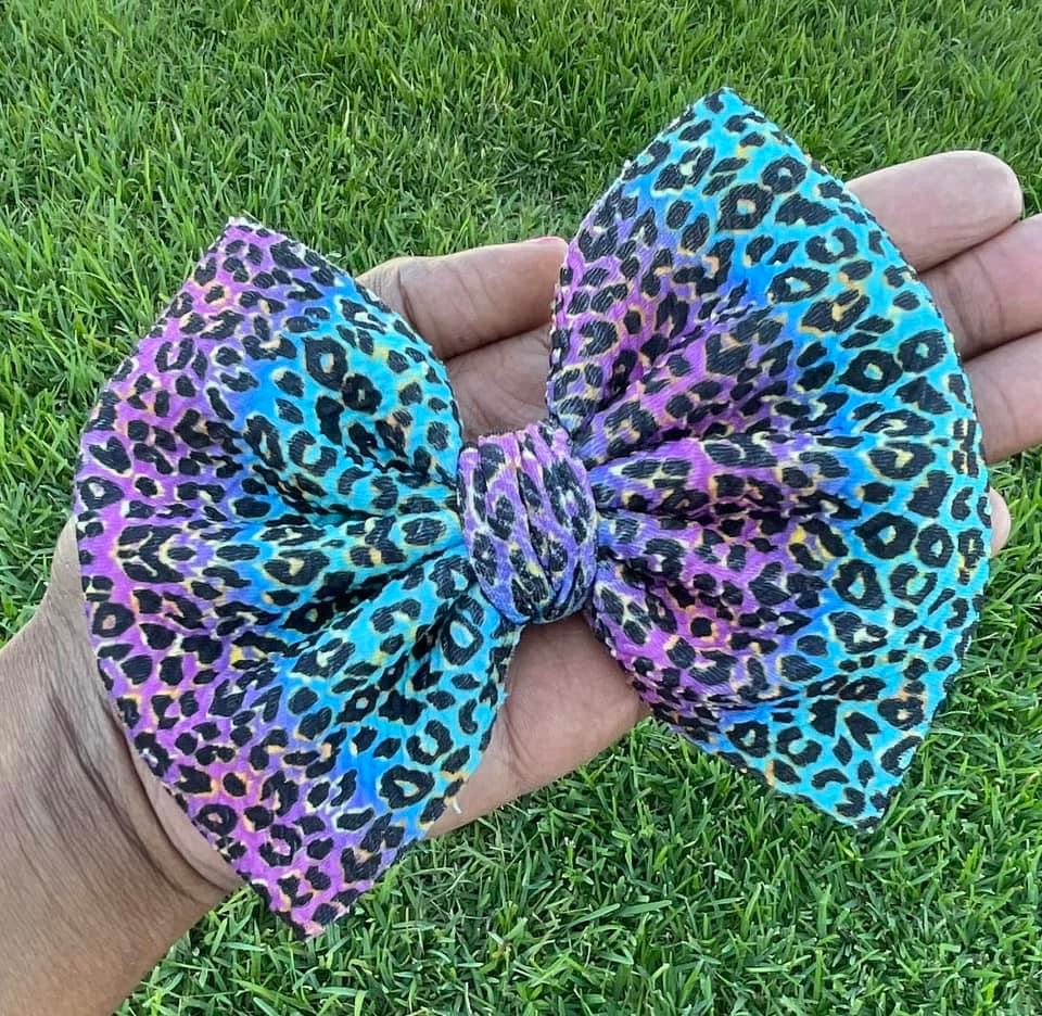 Ombre Leopard Bullet Fabric Bow